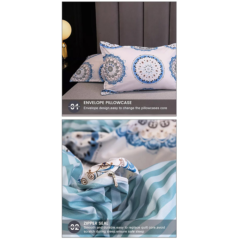 012-Waterblauw patroon Bedrukte, gemakkelijk uitspoelbare lakenset