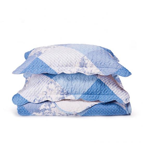 cxmicrotex dekbedovertrek met blauwe roos en patchwork beddengoed