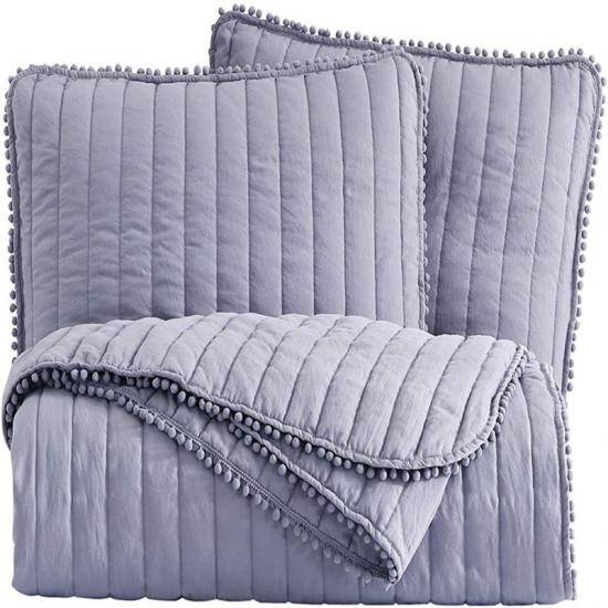 Pompom dekbedset paarse kleur