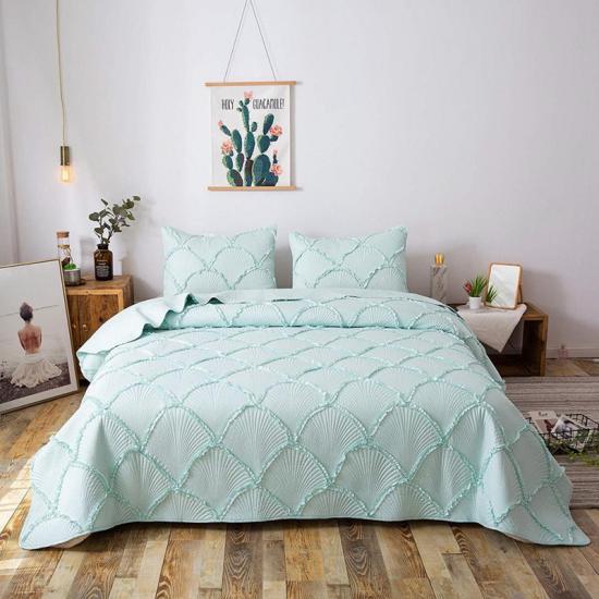 Solid Bedding Collection Ruffle Quilt Set Omkeerbare sprei