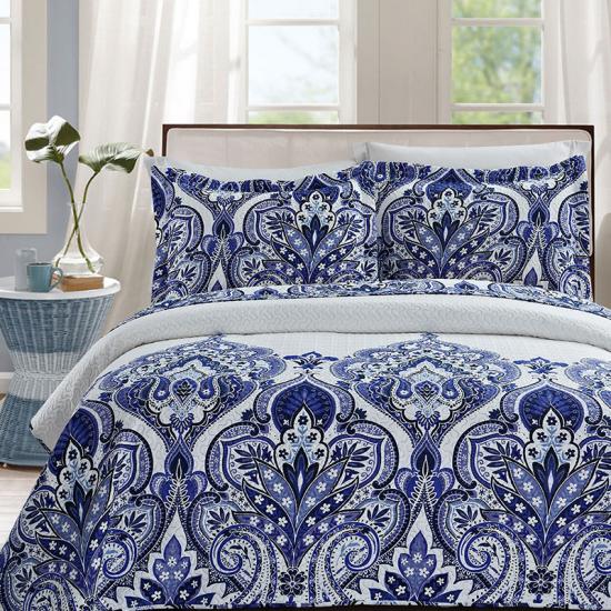 cxmicrotex Blue Damask Pinsonic Quilts Spreien Spreien