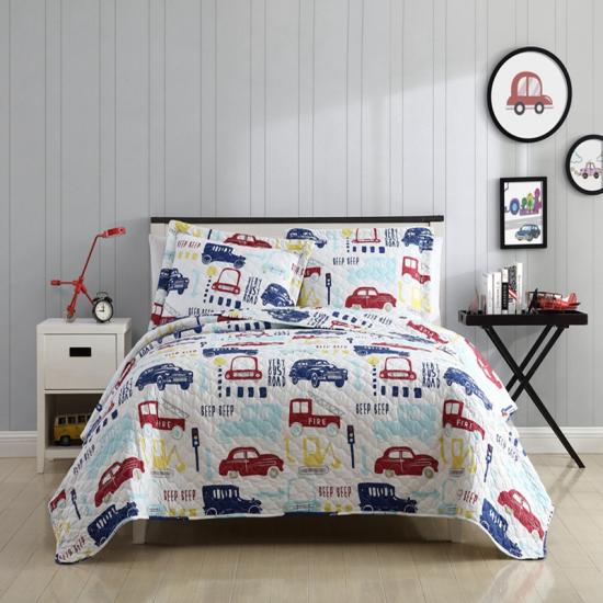 cxmicrotex kinderdekbed met autopatroon bedrukte sprei