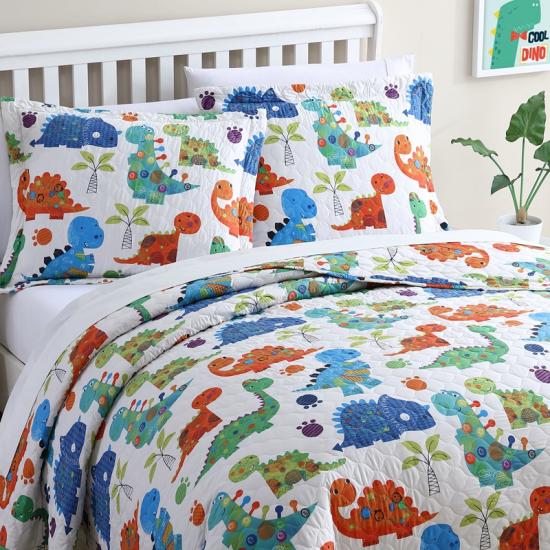 cxmicrotex Kids Twin beddengoed set dinosaurus gewatteerde sprei