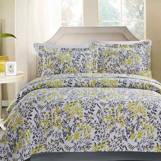 cxmicrotex ultrasone quilt met print van gele bladeren