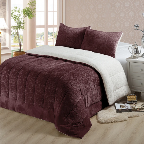 Print Italië Bont Dekbed Set Gewatteerde Sherpa Sprei Sprei