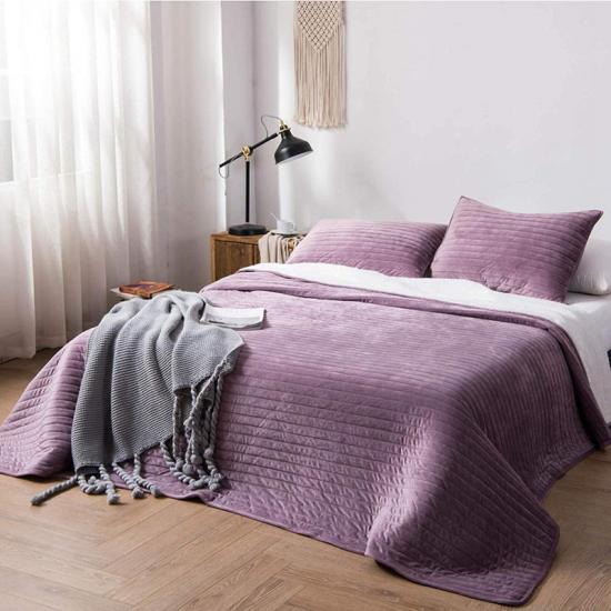 Solid Sherpa gewatteerd beddengoed Ultrasone reliëf dekbedset