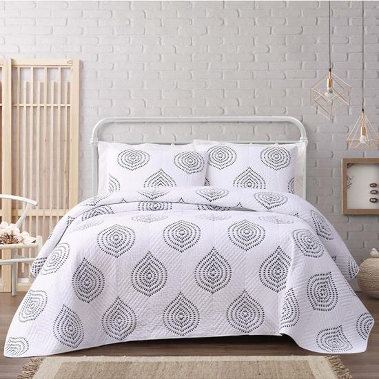 Witte luxe geborduurd beddengoed sprei set
